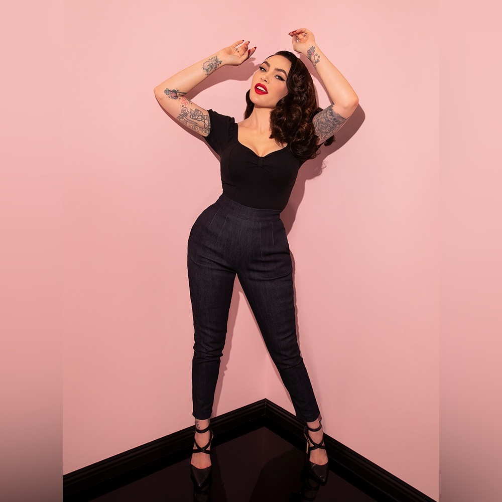 Cigarette Pants in Stretch Denim - Vixen by Micheline Pitt